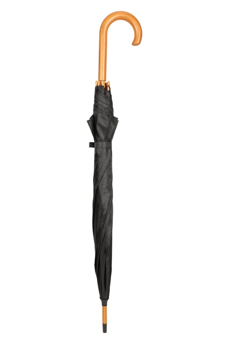 Unisex Classic Durable Rain Umbrella with Curved Handle Lightweight Brolly Black - Image 2