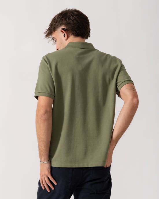 379 Regular Fit Pique Polo in Khaki - Image 2