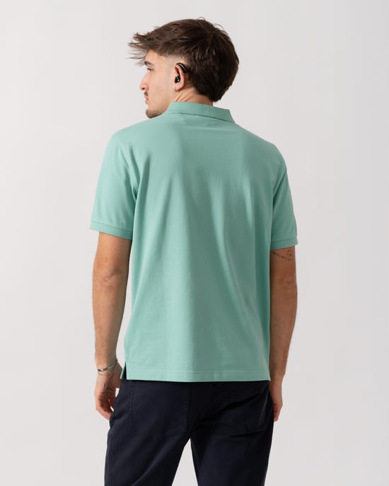 Short Sleeve Regular Fit Polo in Sage Green - Image 2