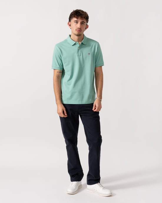 Short Sleeve Regular Fit Polo in Sage Green - Image 3