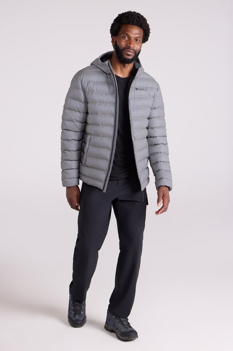 'Seasons' Men's Padded Jacket with Side Pockets Water Resistant Reflective Coat Silver - Image 3