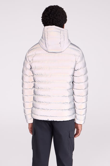 'Seasons' Men's Padded Jacket with Side Pockets Water Resistant Reflective Coat Silver - Image 5