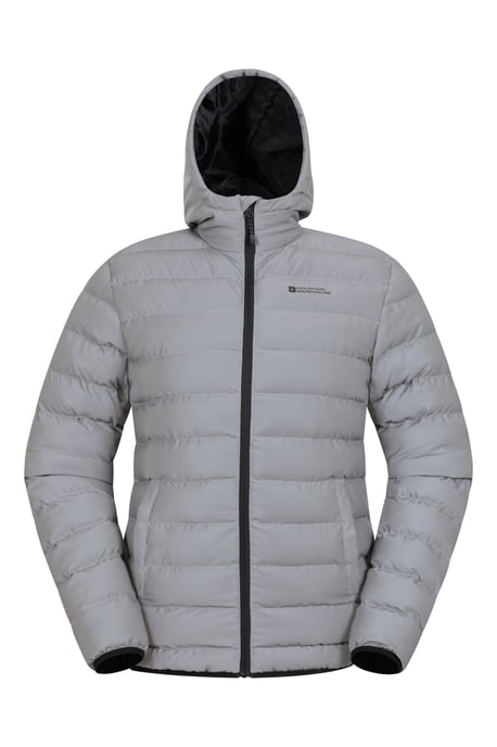 'Seasons' Men's Padded Jacket with Side Pockets Water Resistant Reflective Coat Silver - Image 6
