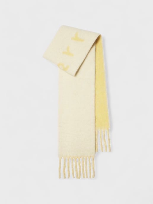 Burberry Reversible Logo Intarsia Scarf, Beige/White, Alpaca Wool Blend - Image 1