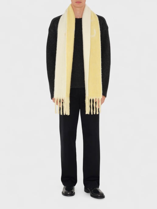 Burberry Reversible Logo Intarsia Scarf, Beige/White, Alpaca Wool Blend - Image 3