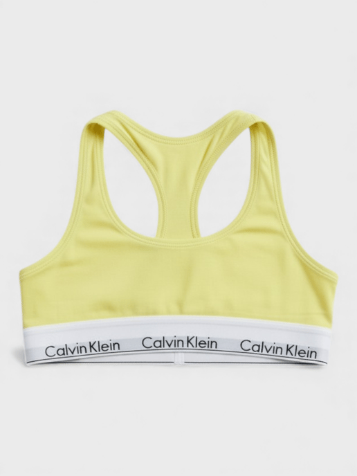 Calvin Klein Unlined Cotton Logo Bralette Cyber Green - Image 1