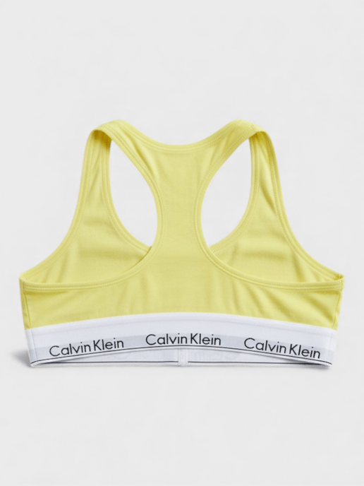 Calvin Klein Unlined Cotton Logo Bralette Cyber Green - Image 2