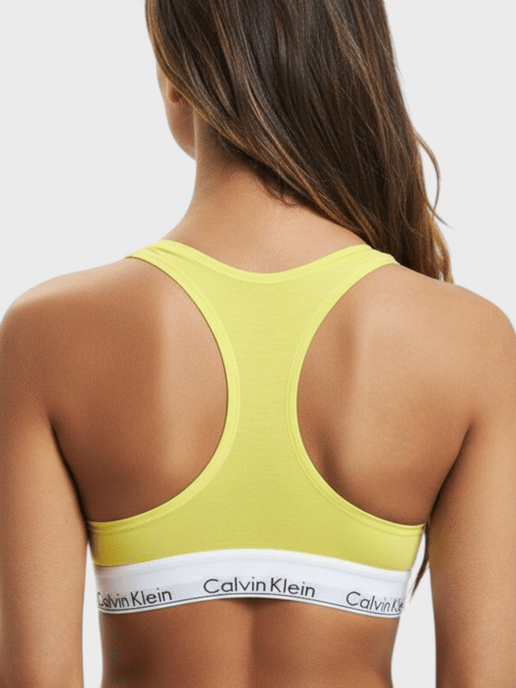 Calvin Klein Unlined Cotton Logo Bralette Cyber Green - Image 3