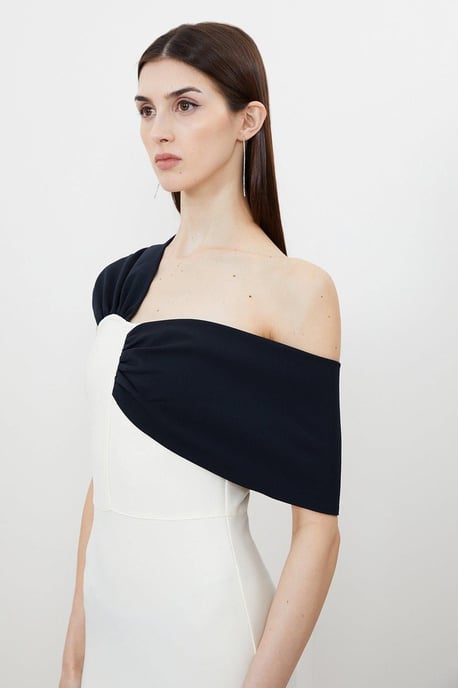 Figure Form Bandage Asymmetric Strap Knit Midi Dress - Image 3