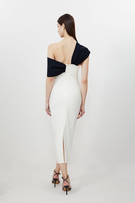 Figure Form Bandage Asymmetric Strap Knit Midi Dress - Image 6