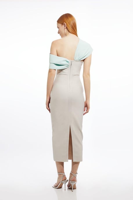 Figure Form Bandage Asymmetric Strap Knit Midi Dress - Image 5