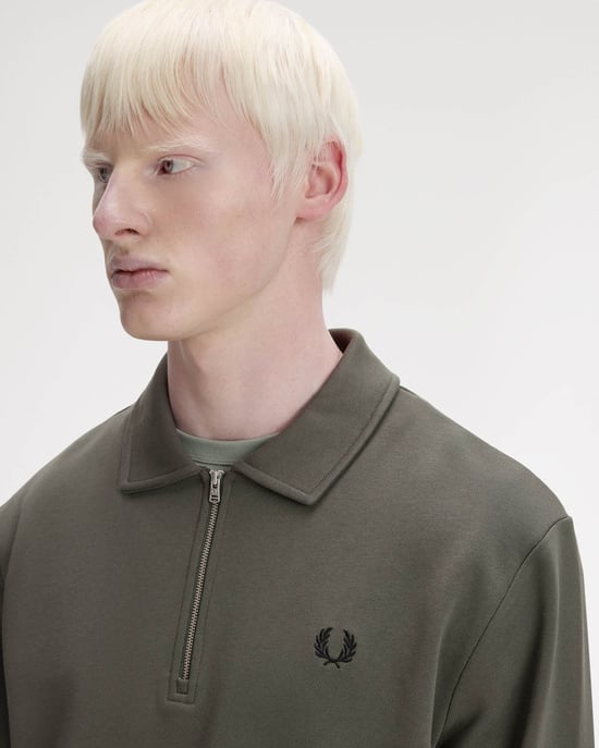 Half Zip Sweatshirt in Dark Green - Image 2