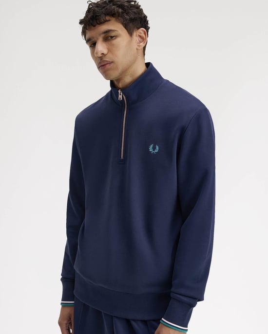 Half Zip Sweatshirt in Dark Blue - Image 4