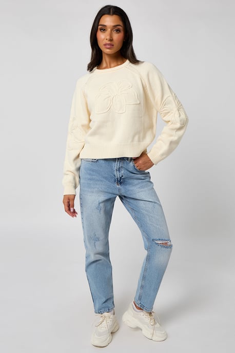 Crochet embroidery raglan jumper - Image 1