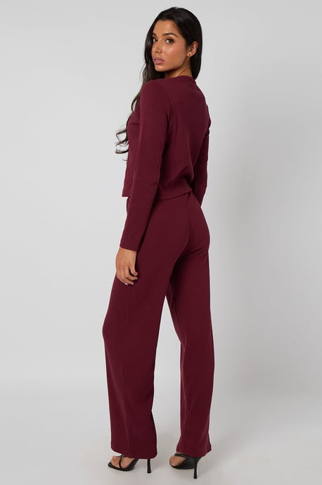 Burgundy Long Sleeved Button Front Top - Image 3