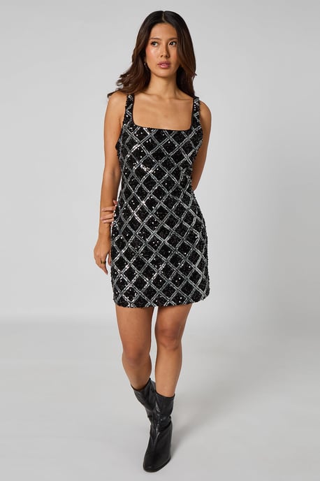 Diamond Sequin Mini Dress - Image 1