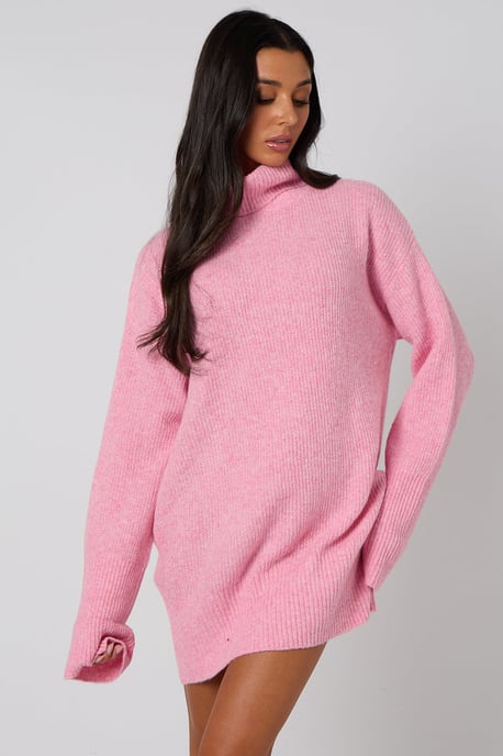 Pink Roll neck mini dress - Image 2
