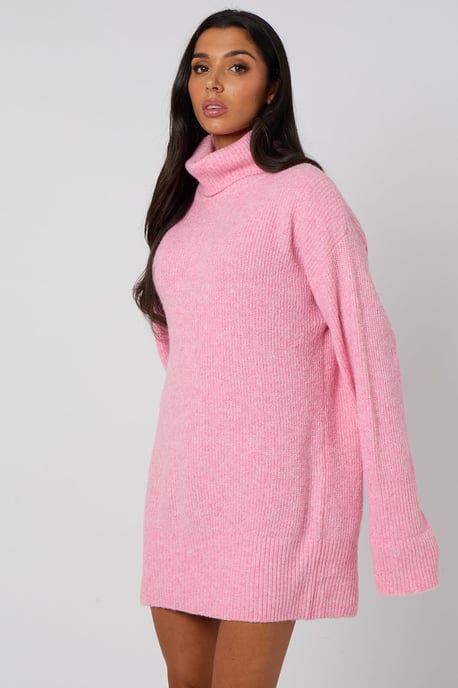 Pink Roll neck mini dress - Image 3