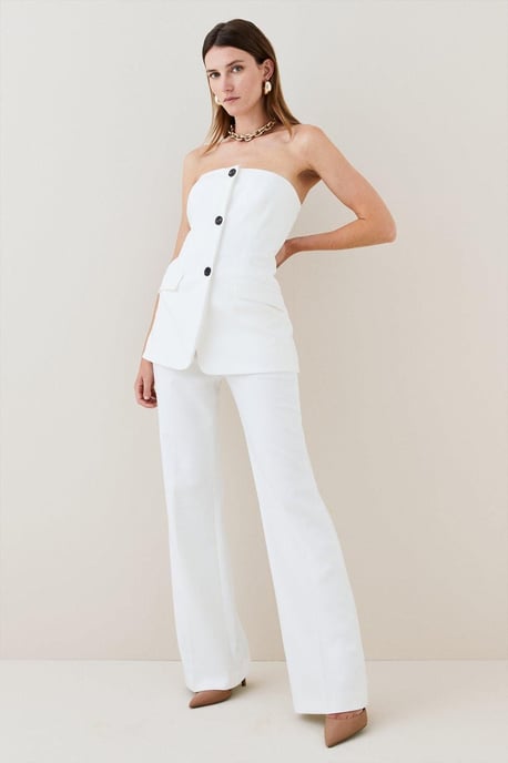 Compact Stretch Tailored Button Bodice Jumpsuit - Image 2