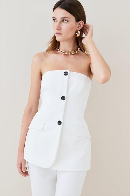 Compact Stretch Tailored Button Bodice Jumpsuit - Image 3