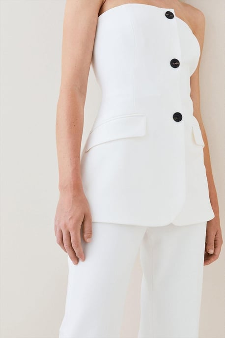Compact Stretch Tailored Button Bodice Jumpsuit - Image 4
