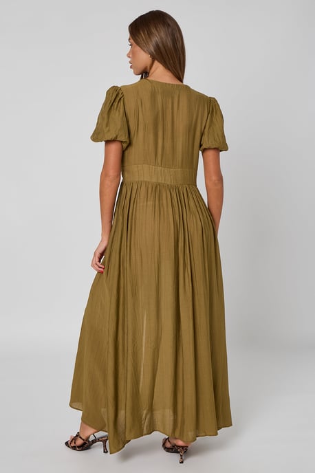 Khaki Button Front Maxi Dress - Image 4