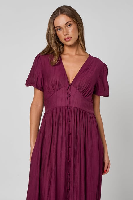 Burgundy Button Front Maxi Dress - Image 4