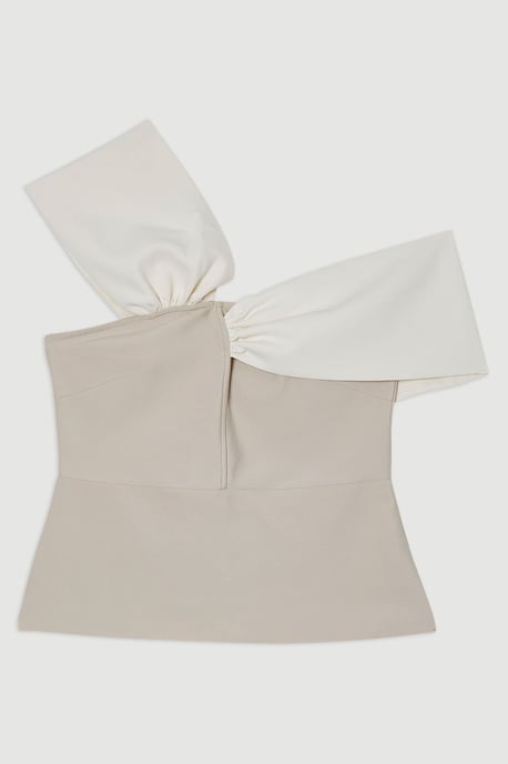 Plus Size Figure Form Bandage Knit Asymmetric Strap Top - Image 4