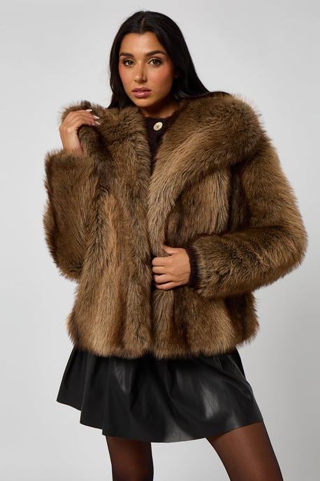 Brown Faux Fur Jacket - Image 2