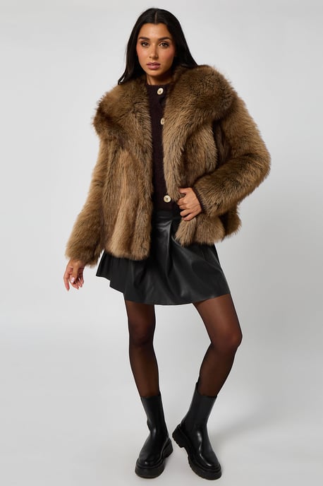 Brown Faux Fur Jacket - Image 3