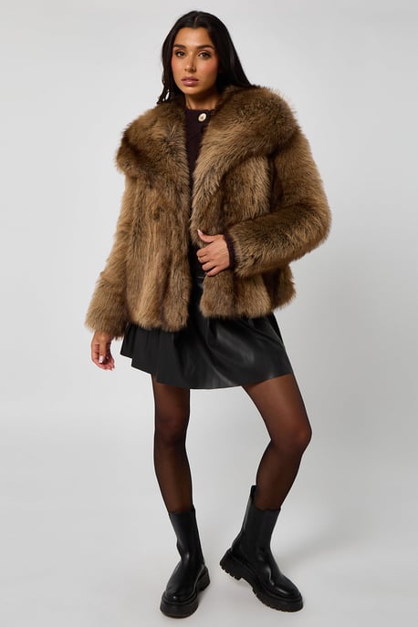 Brown Faux Fur Jacket - Image 4