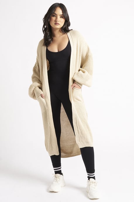 Beige Longline Cardigan - Image 2