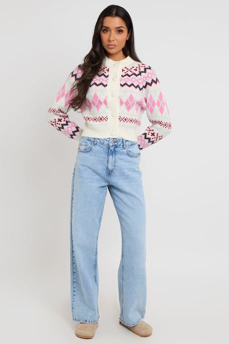 Fairisle cardigan with covered buttons - Image 2