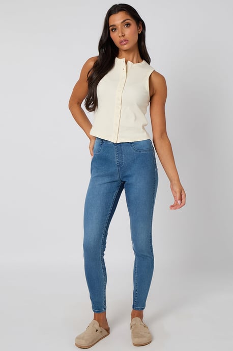 Cream Sleeveless Button Front Top - Image 1