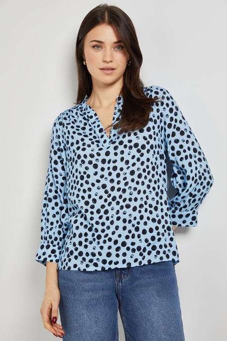 Blue Spot Printed Overhead Shirt - Image 1