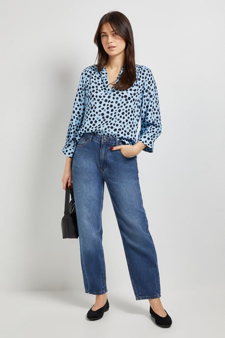 Blue Spot Printed Overhead Shirt - Image 2