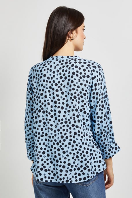 Blue Spot Printed Overhead Shirt - Image 3