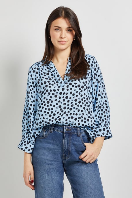 Blue Spot Printed Overhead Shirt - Image 4