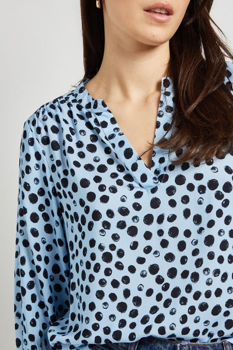 Blue Spot Printed Overhead Shirt - Image 5