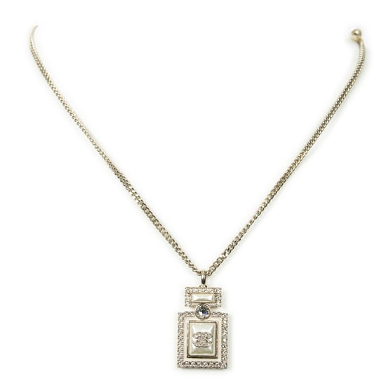 Pearl Rhinestone Perfume Bottle Necklace Ketting - Image 1