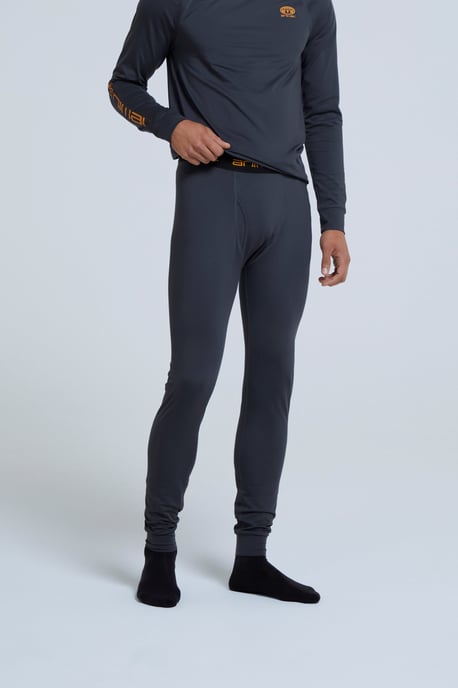 'Piste' Men's Base Layer Leggings Stretchy Breathable Warm Cosy Bottoms Charcoal - Image 1