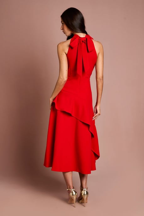 High Neck Corsage Detail Midi Dress - Image 3