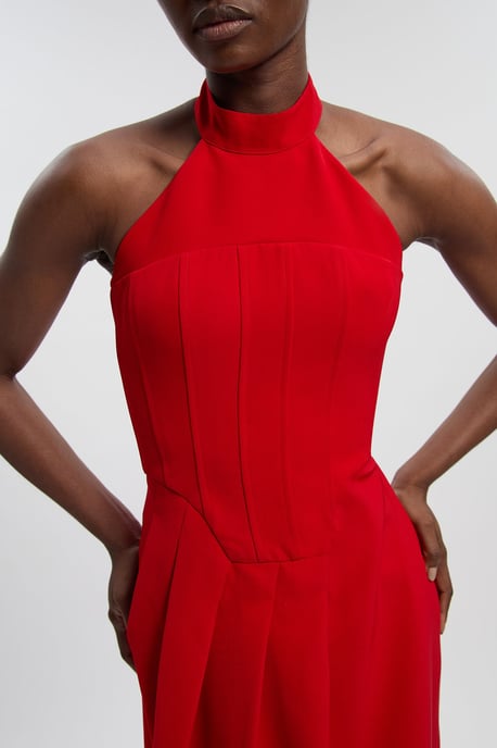 Soft Tailored Halter Neck Midi Dress - Image 3