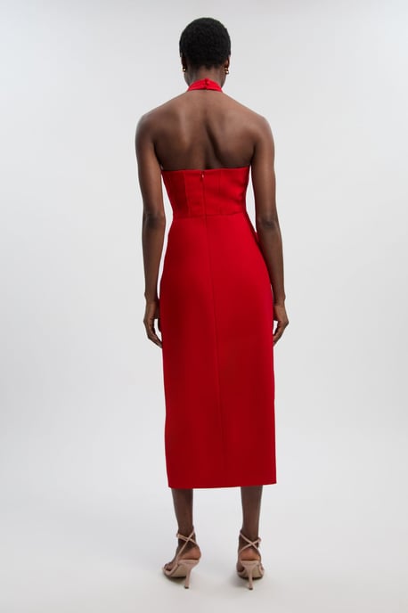 Soft Tailored Halter Neck Midi Dress - Image 4