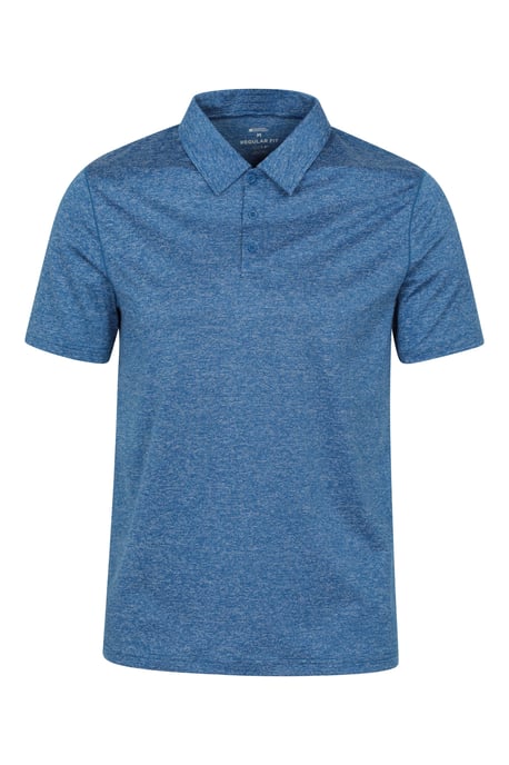 'Agra' Men's Striped Polo T-Shirt Sun Protection Sweat Wicking Tee Blue - Image 1