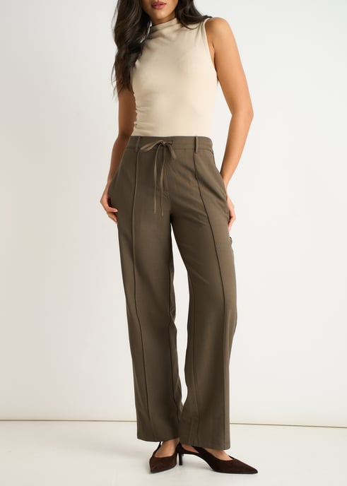 Marl Grey Drawstring Elasticated back Tailoring Trousers - Image 2
