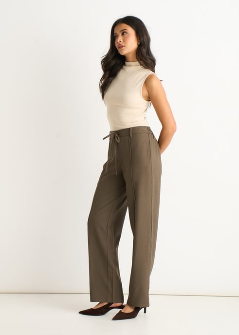 Marl Grey Drawstring Elasticated back Tailoring Trousers - Image 3