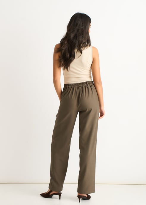 Marl Grey Drawstring Elasticated back Tailoring Trousers - Image 4