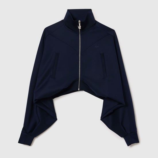 Women's Lacoste Cropped Full-Zip Sweatshirt in Navy - Image 1