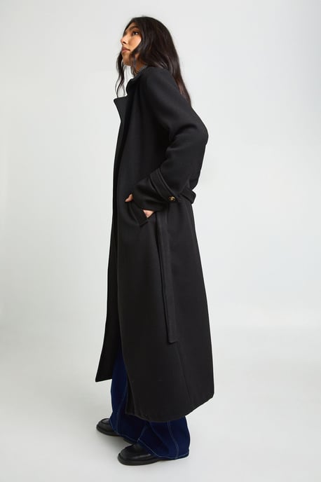 Tall Belted Wool Look Trench - Image 3